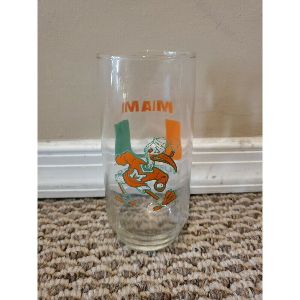 Vintage Miami Hurricanes Drinking Glass, 6'' Tall - Picture 2 of 4